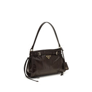 Prada Brown Small Bonnie Leather Hobo Bag