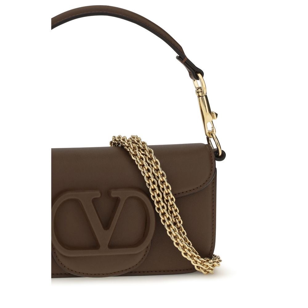 Μικρή τσάντα ώμου Valentino Garavani Brown Mini Loco