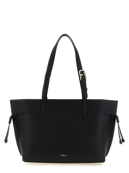 Furla Ava M Black Calfskin Tote Bag