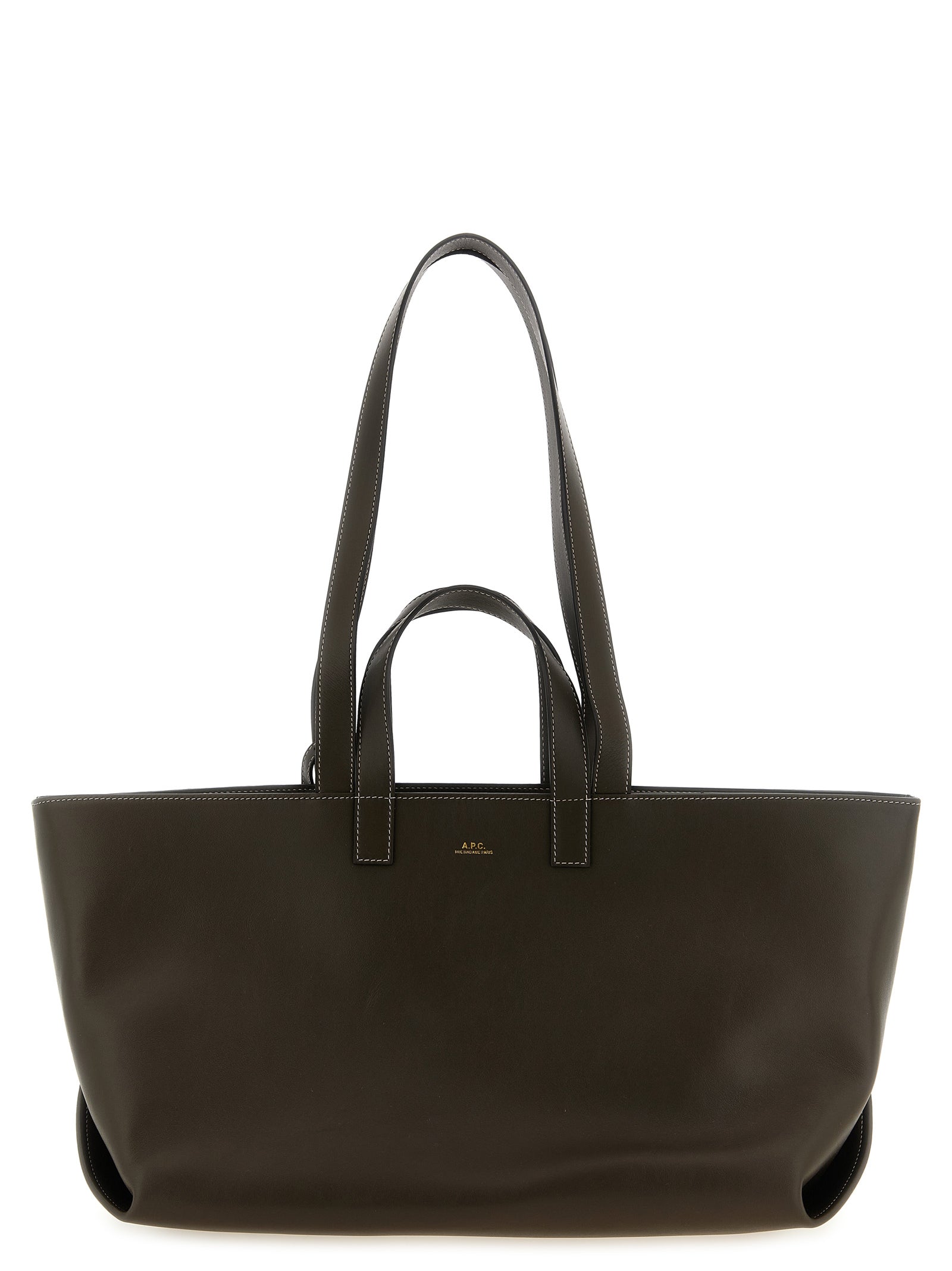 Τσάντα tote A.P.C. από καφέ δέρμα αγελάδας  