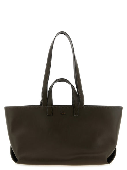 Τσάντα tote A.P.C. από καφέ δέρμα αγελάδας  