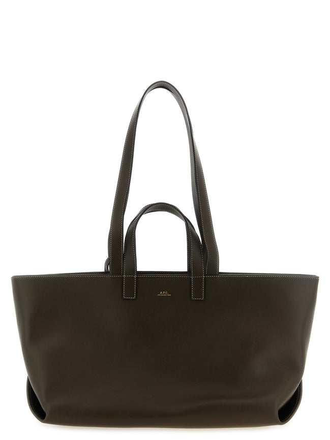 Τσάντα tote A.P.C. από καφέ δέρμα αγελάδας  