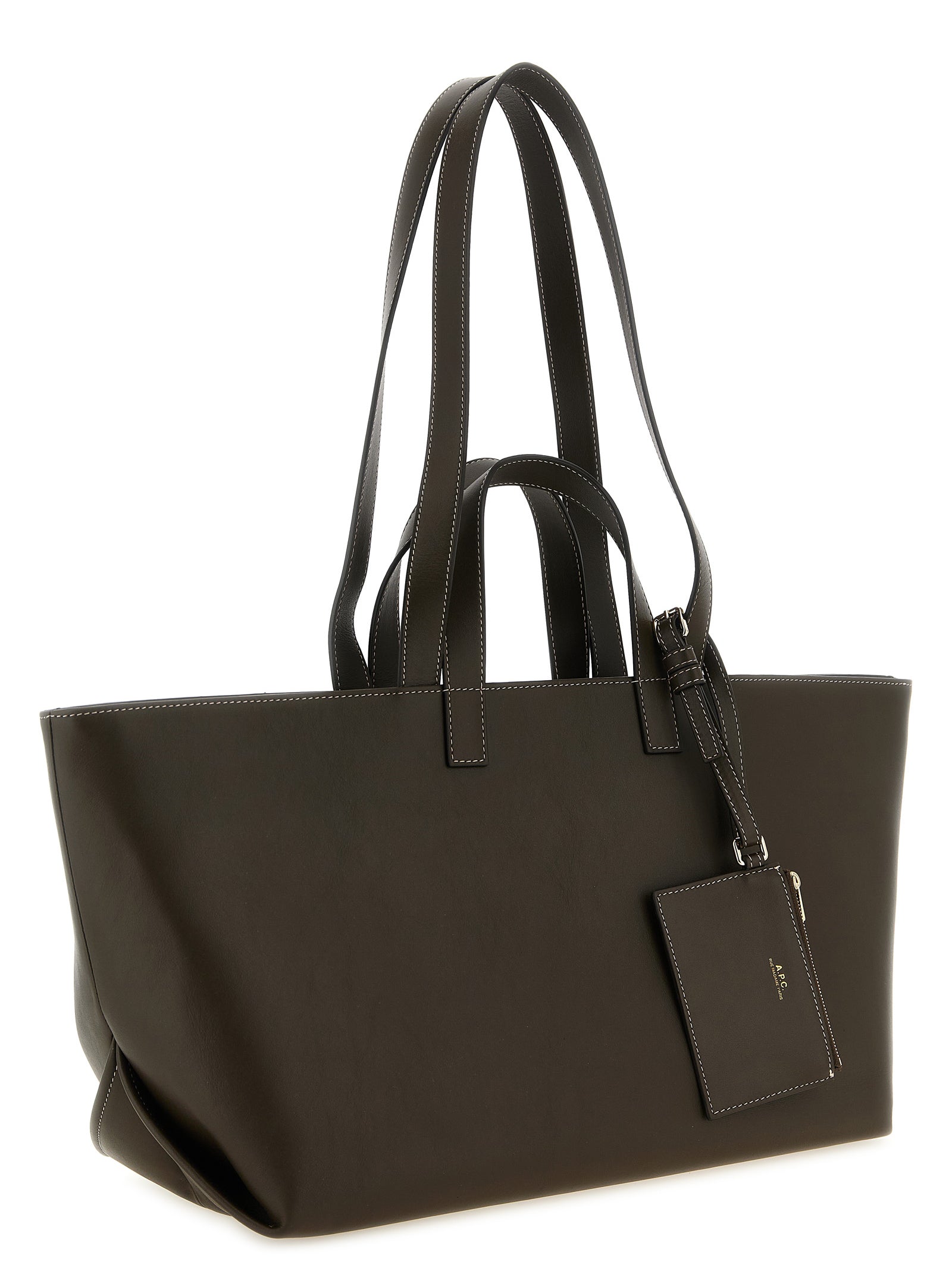 Τσάντα tote A.P.C. από καφέ δέρμα αγελάδας  