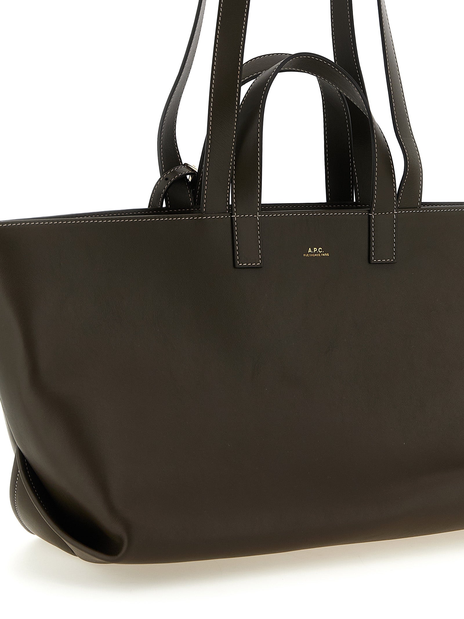Τσάντα tote A.P.C. από καφέ δέρμα αγελάδας  