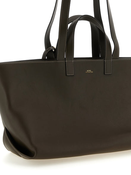 Τσάντα tote A.P.C. από καφέ δέρμα αγελάδας  