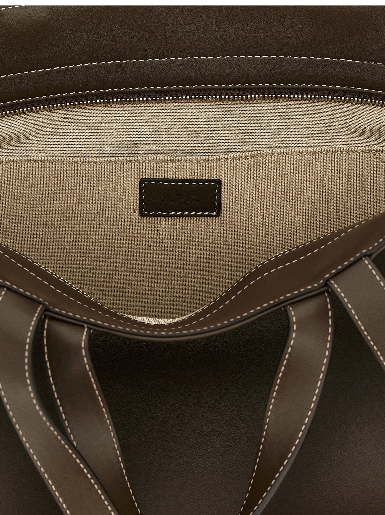 Τσάντα tote A.P.C. από καφέ δέρμα αγελάδας  