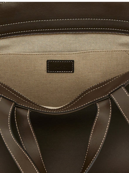 Τσάντα tote A.P.C. από καφέ δέρμα αγελάδας  