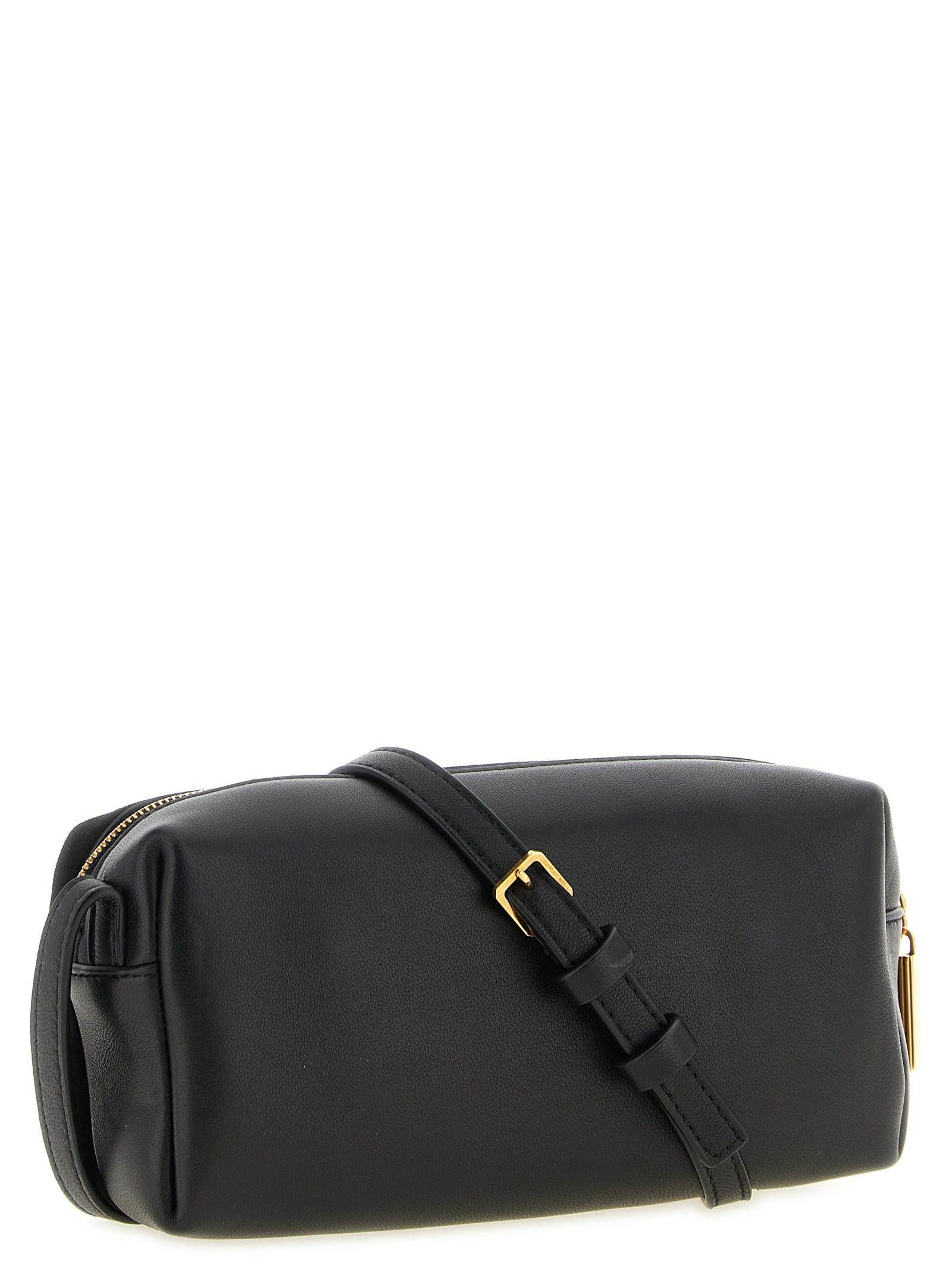 Τσάντα crossbody Khaite από μαύρο δέρμα μοσχαριού