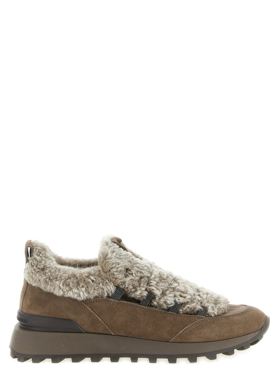 Παπούτσια Brunello Cucinelli Brown Calfskin Chunky Sneakers