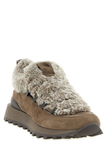 Παπούτσια Brunello Cucinelli Brown Calfskin Chunky Sneakers