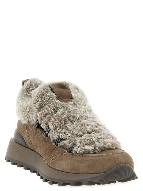 Παπούτσια Brunello Cucinelli Brown Calfskin Chunky Sneakers