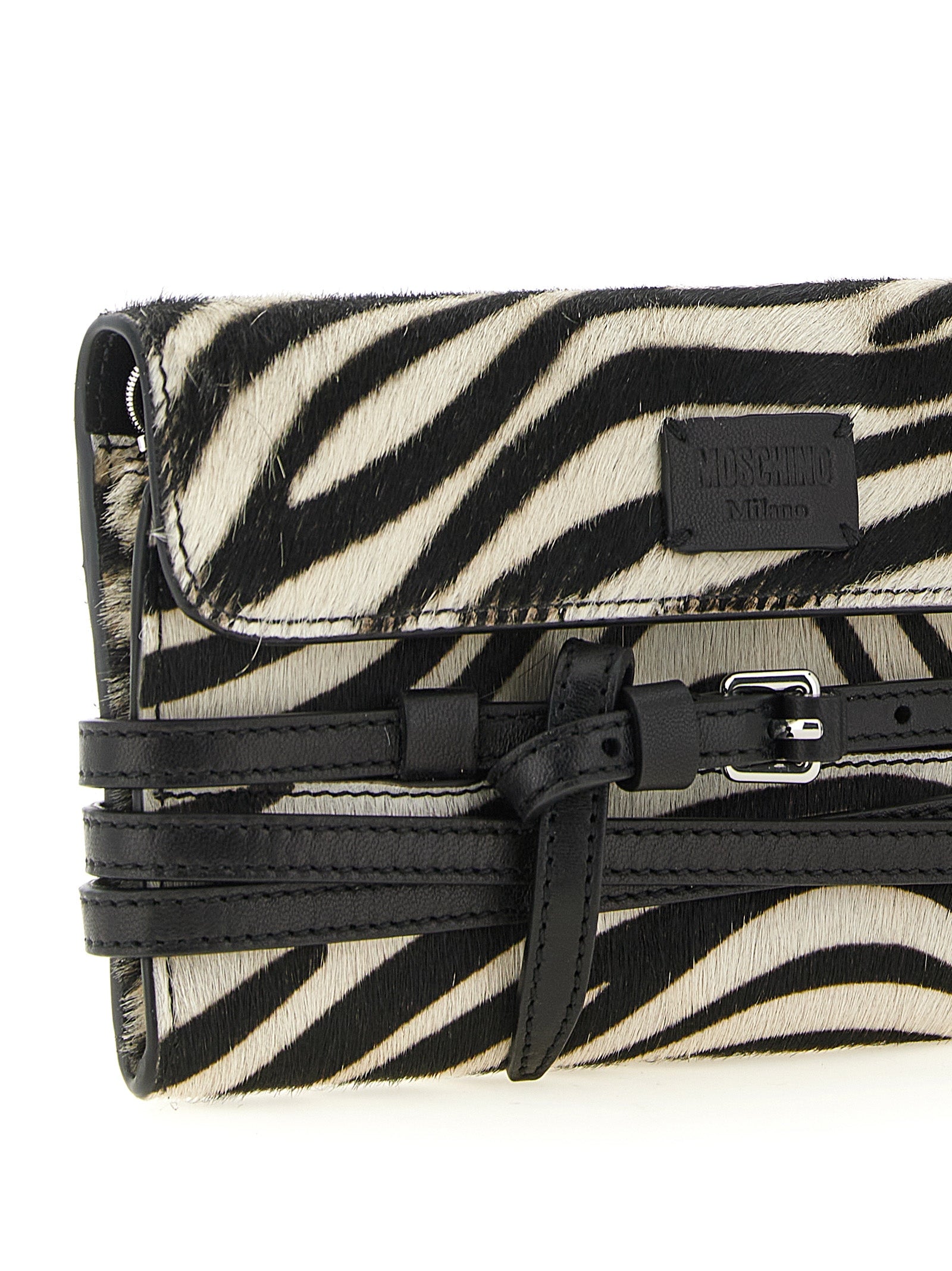 Moschino Tie Me Bicolor Leather Chain Wallet