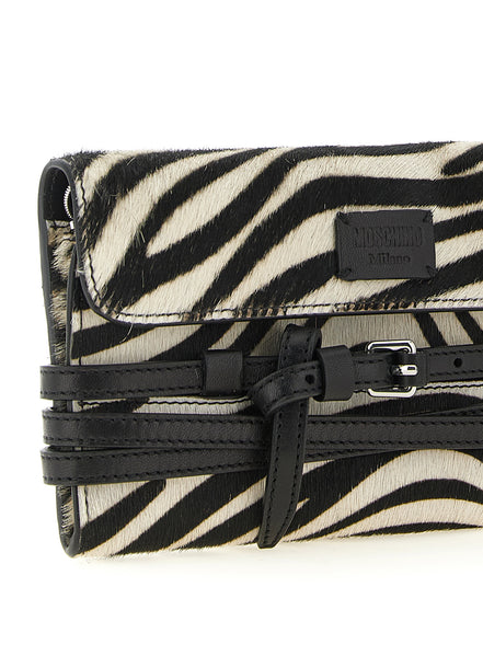 Moschino Tie Me Bicolor Leather Chain Wallet