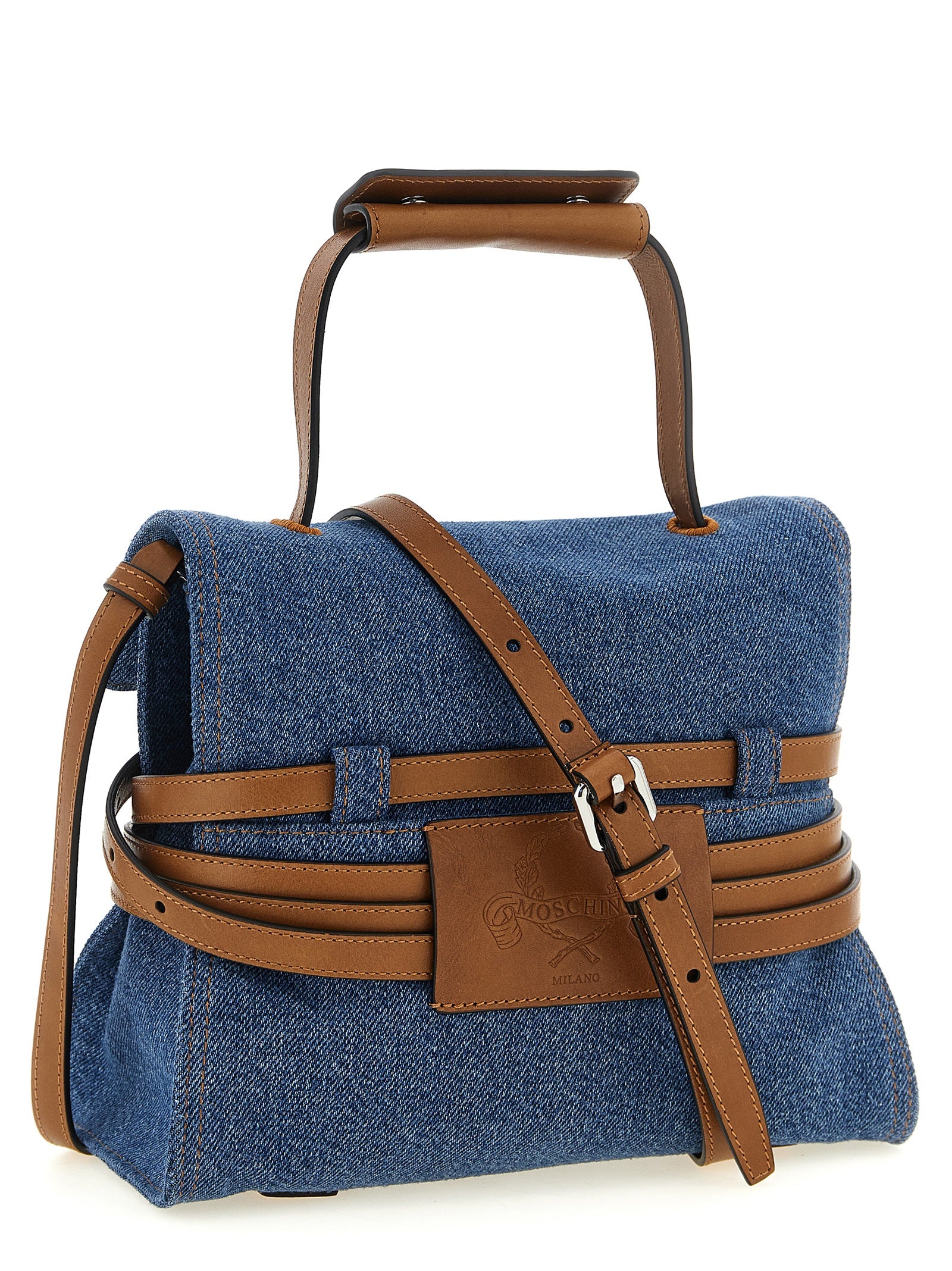 Moschino Tie Me Blue Denim Handbag