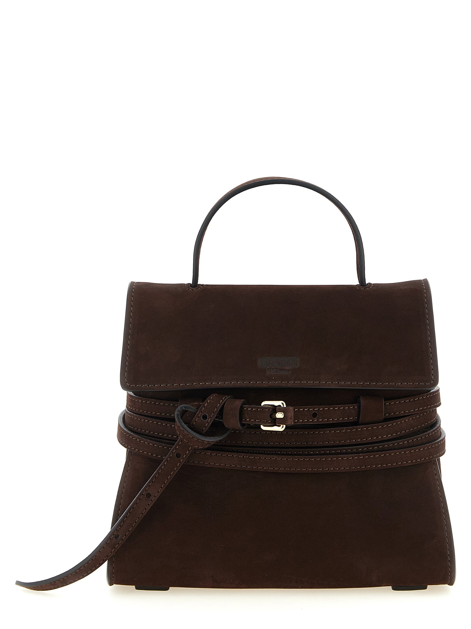 Moschino Tie Me Brown Calfskin Crossbody Bag