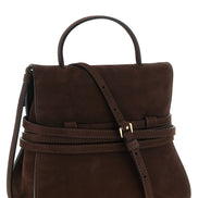 Moschino Tie Me Brown Calfskin Crossbody Bag