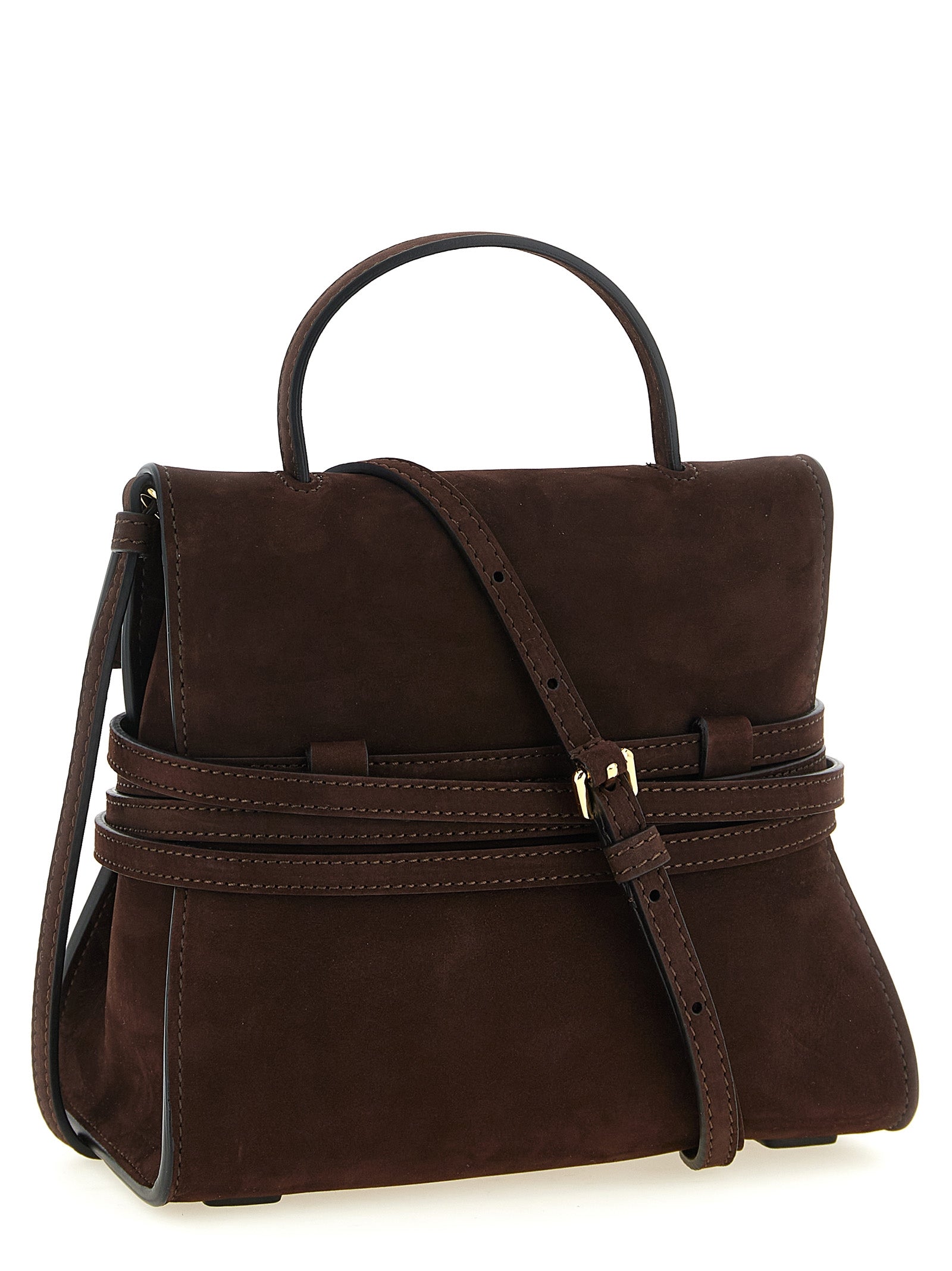 Moschino Tie Me Brown Calfskin Crossbody Bag