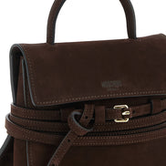 Moschino Tie Me Brown Calfskin Crossbody Bag