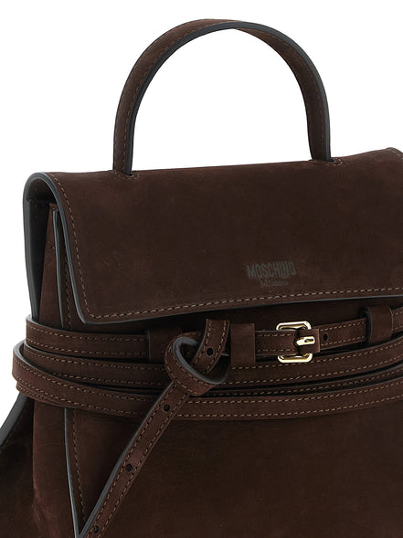 Moschino Tie Me Brown Calfskin Crossbody Bag