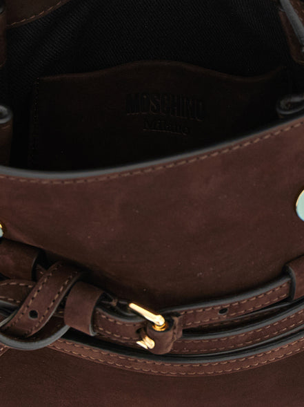 Moschino Tie Me Brown Calfskin Crossbody Bag