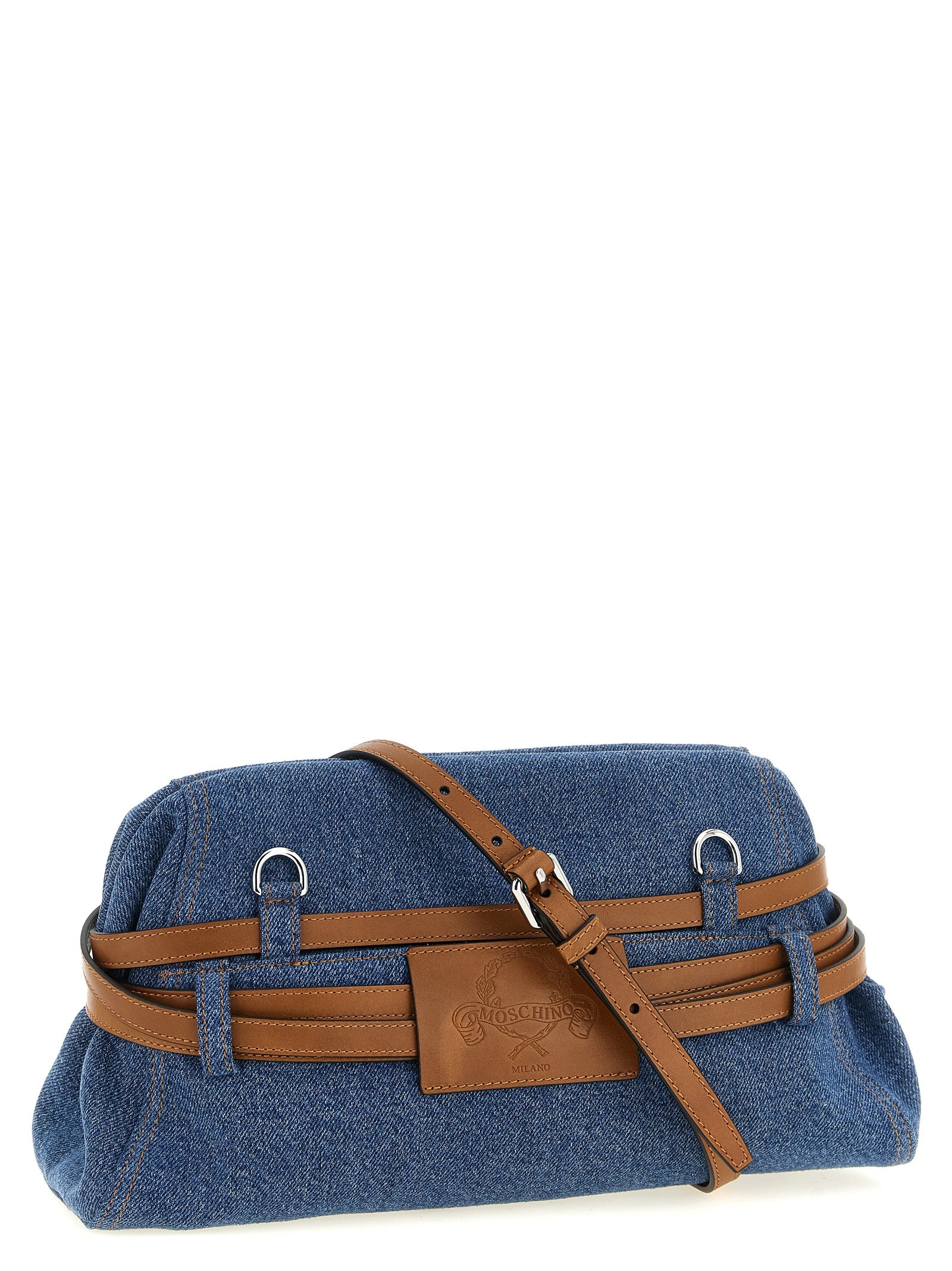 Moschino Tie Me Blue Denim Clutch
