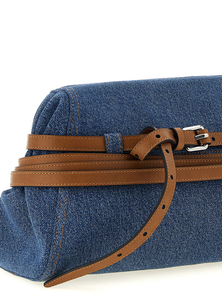 Moschino Tie Me Blue Denim Clutch