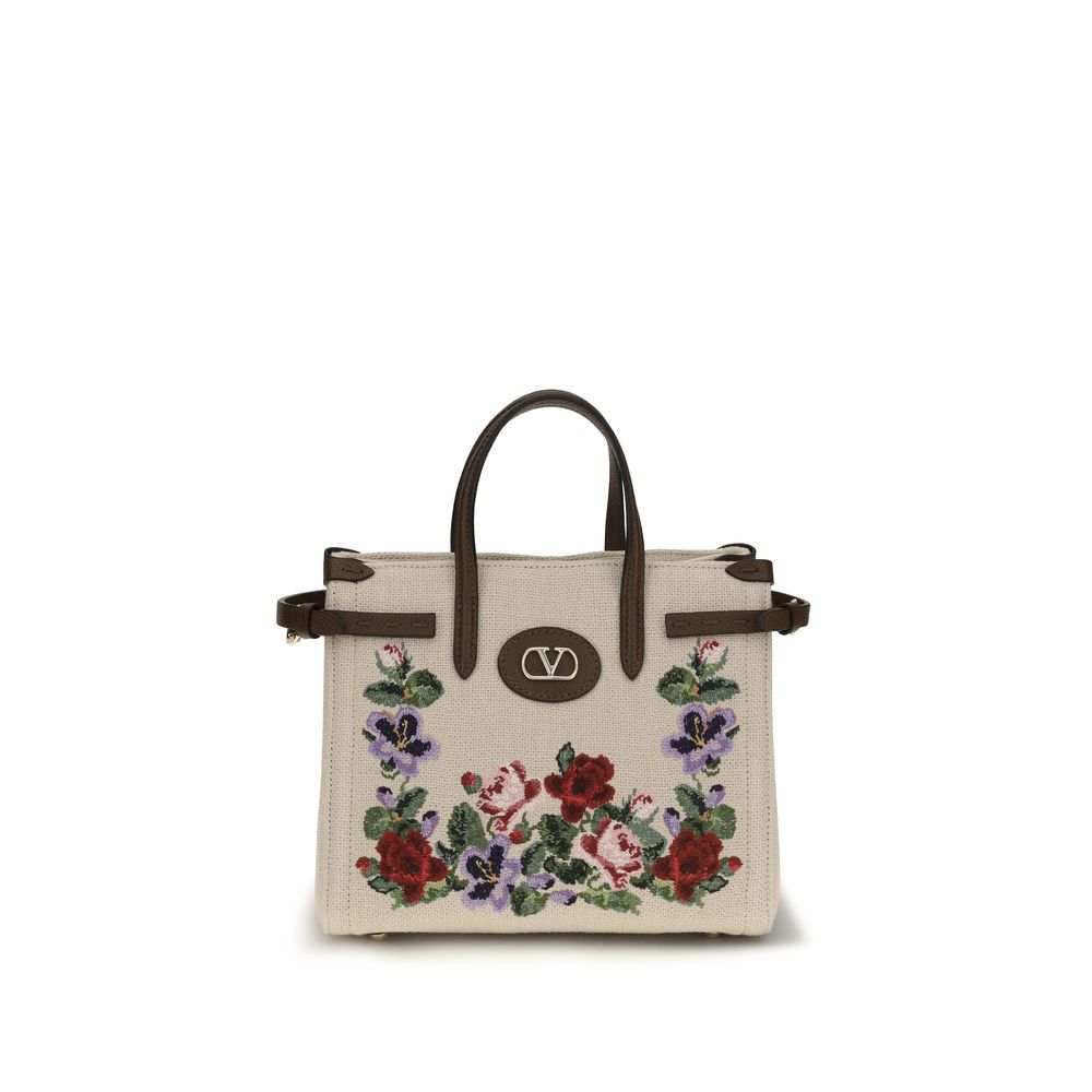 Τσάντα Valentino Garavani Antibes Mini Beige Linen