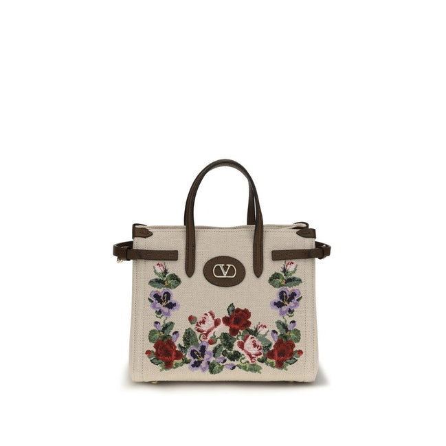 Τσάντα Valentino Garavani Antibes Mini Beige Linen