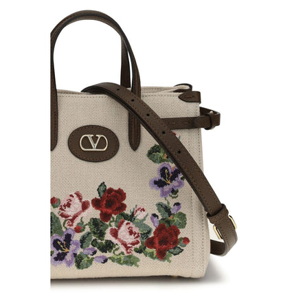 Τσάντα Valentino Garavani Antibes Mini Beige Linen