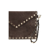 Τσάντα Valentino Garavani Medium Brown Suede Rockstud Clutch