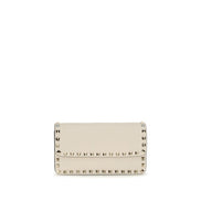 Πορτοφόλι Valentino Garavani Rockstud Chain Beige Leather