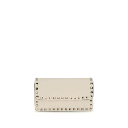 Πορτοφόλι Valentino Garavani Rockstud Chain Beige Leather