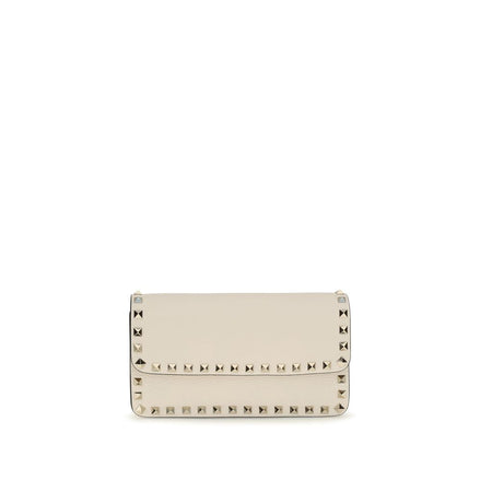 Πορτοφόλι Valentino Garavani Rockstud Chain Beige Leather
