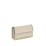 Πορτοφόλι Valentino Garavani Rockstud Chain Beige Leather