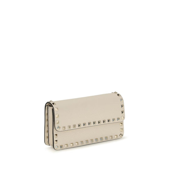Valentino Garavani Rockstud Chain Beige Leather Wallet