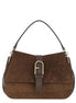 Furla Flow M Brown Suede and Calfskin Handbag