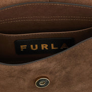 Furla Flow M Brown Suede and Calfskin Handbag