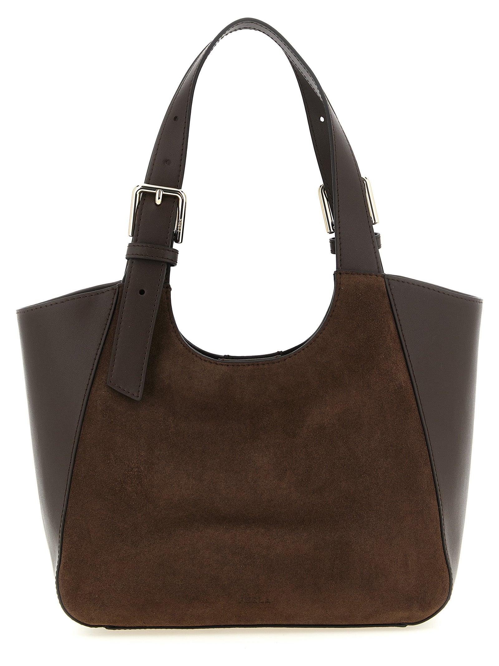 Τσάντα Furla Dora S Brown Suede and Calfskin Tote