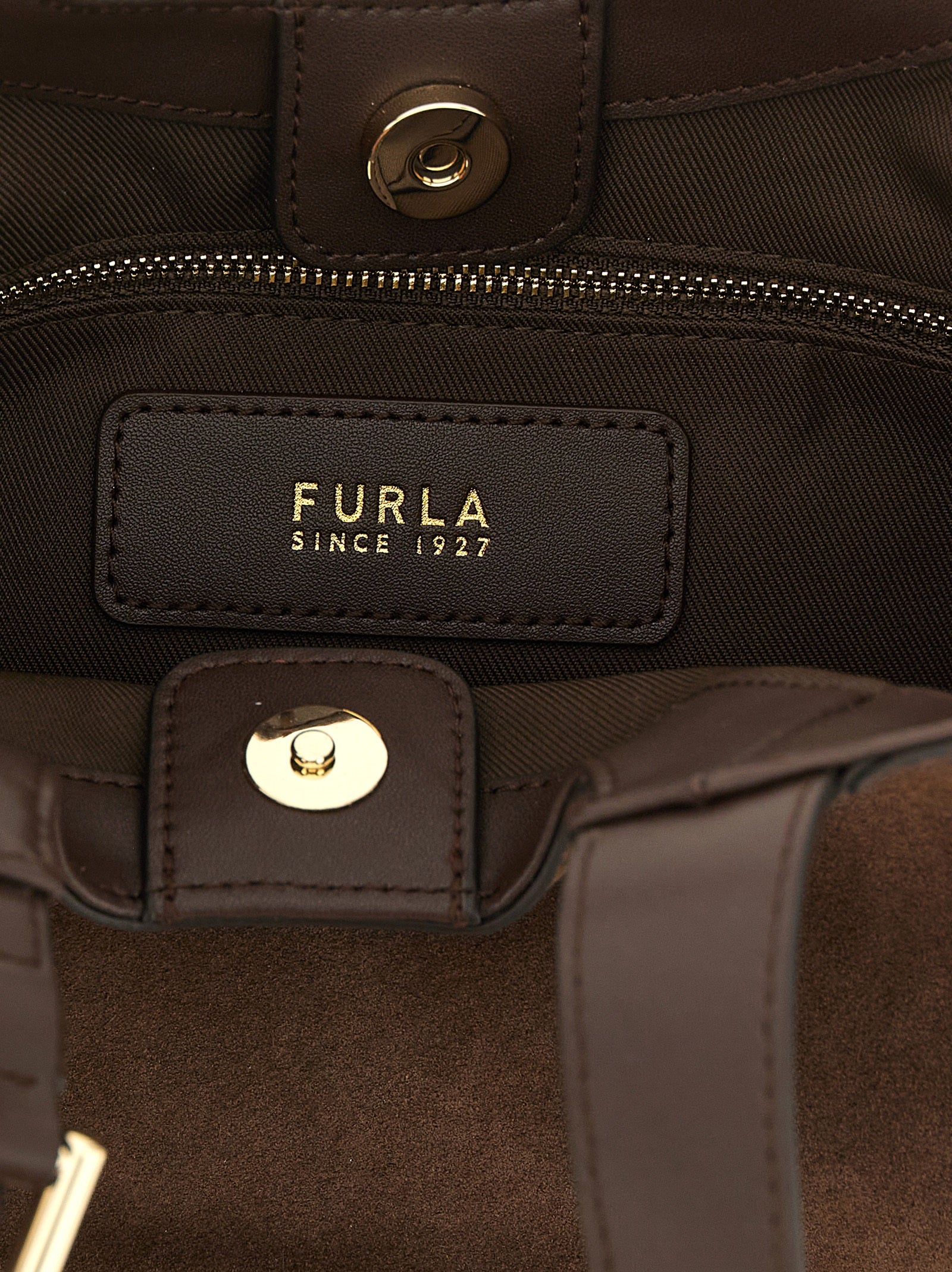 Τσάντα Furla Dora S Brown Suede and Calfskin Tote