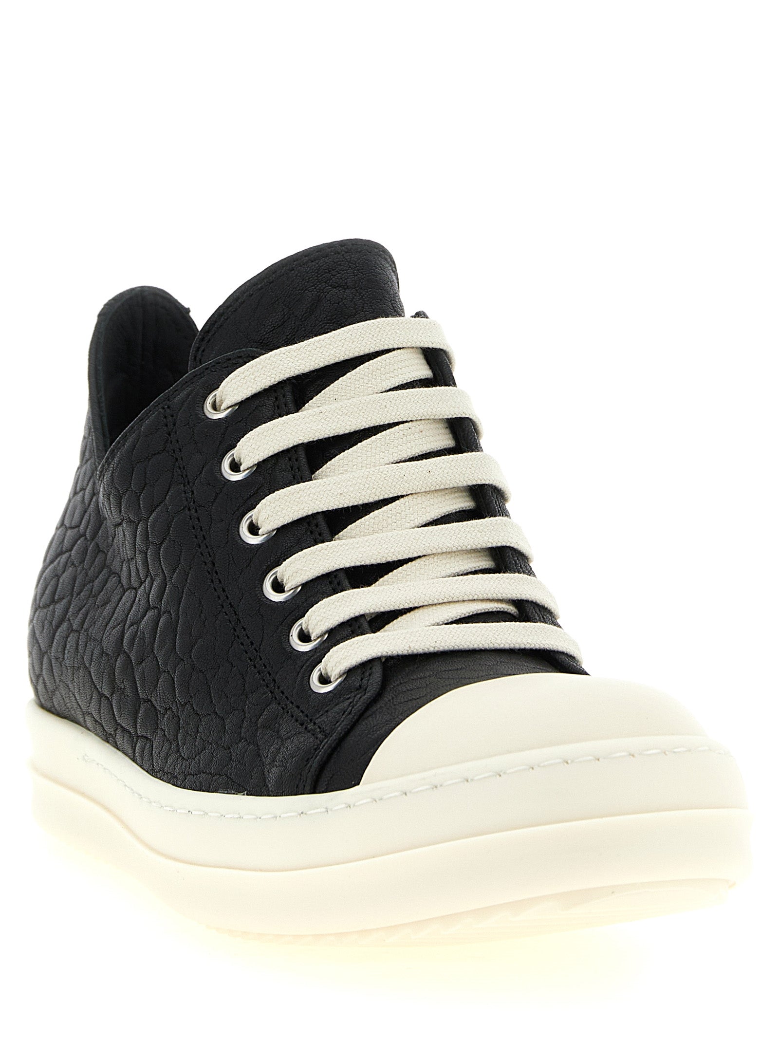 Rick Owens Bicolor Lamb Leather Low Top Sneakers
