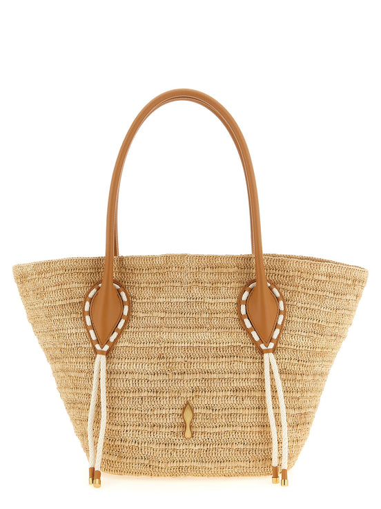 Τσάντα tote Christian Louboutin Beige Raffia