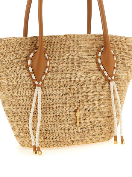 Christian Louboutin Beige Raffia Tote Bag