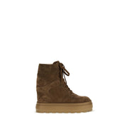 Casadei Brown Suede Wedge Sneakers