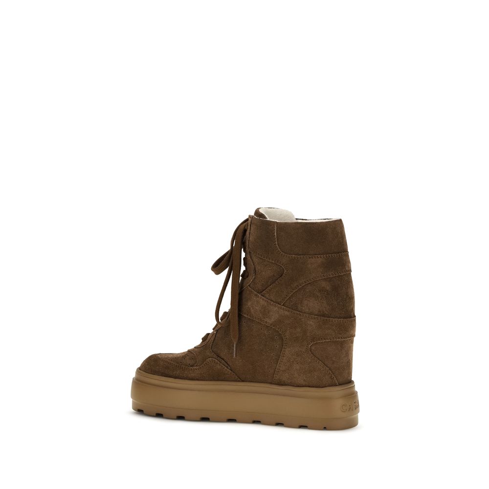 Casadei Brown Suede Wedge Sneakers
