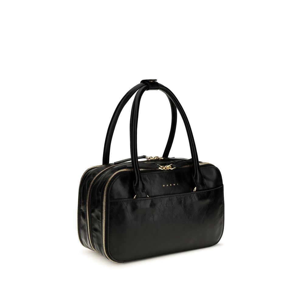 Marni Small Boxyne Black Leather Handbag