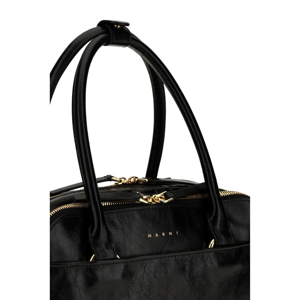 Marni Small Boxyne Black Leather Handbag