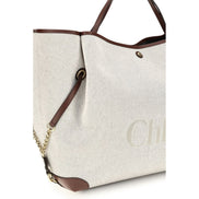 Τσάντα tote Chloé Large Carry Beige Canvas