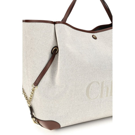 Τσάντα tote Chloé Large Carry Beige Canvas