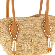Τσάντα tote Christian Louboutin Beige Raffia