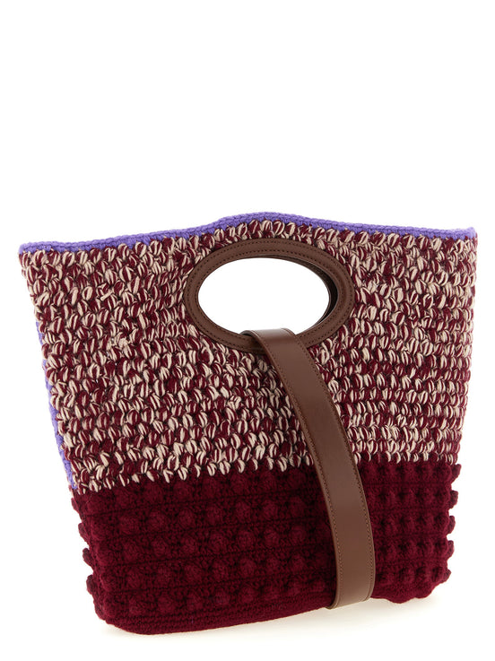 Marni Bordeaux Wool Handbag